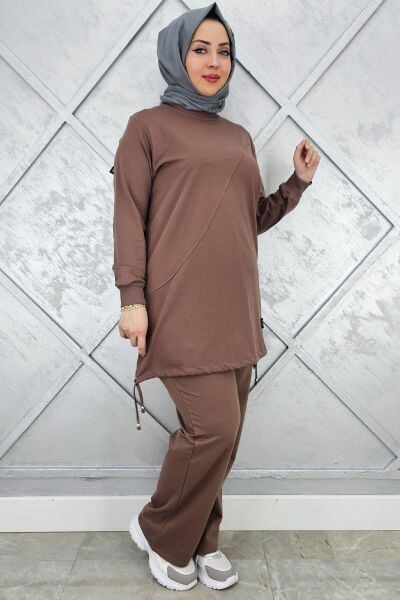 KADIN ARMA DETAYLI TESETTÜR TAKIM VİZON - L