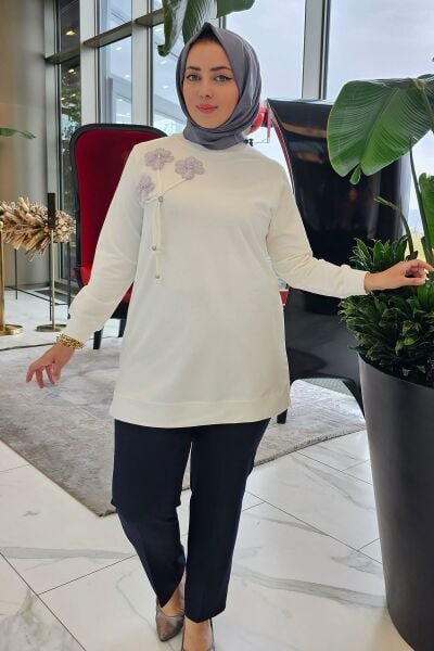 KADIN DİKME VE BAĞUCU DETAYLI TESETTÜR TUNİK