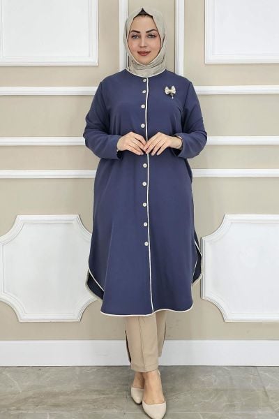 PYS KADIN BİYELİ BROŞ DETAYLI TESETTÜR KAP ANTRSİT - 2 BEDEN