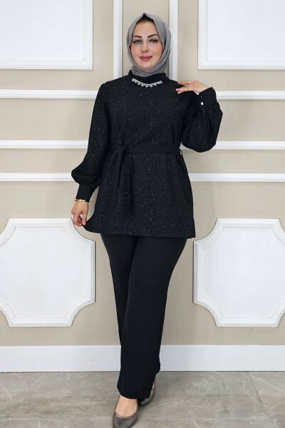 PYS KADIN DANTEL DETAYLI TESETTÜR TAKIM SİYAH - 2 BEDEN