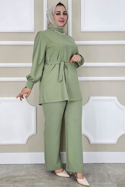PYS KADIN DANTEL DETAYLI TESETTÜR TAKIM YEŞİL - 3 BEDEN