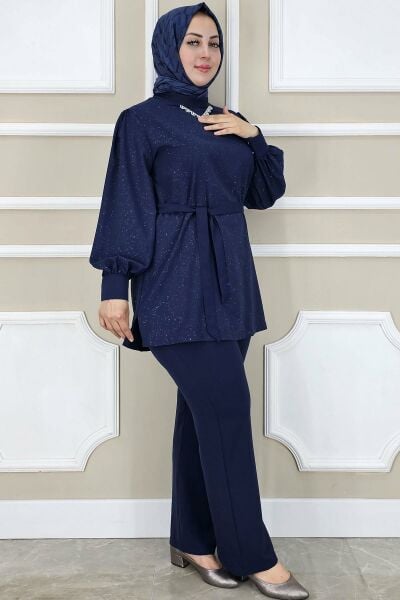 PYS KADIN DANTEL DETAYLI TESETTÜR TAKIM LACİVERT - 4 BEDEN