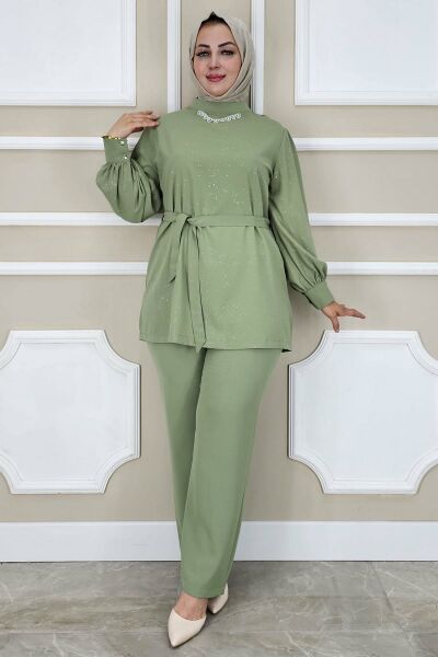 PYS KADIN DANTEL DETAYLI TESETTÜR TAKIM YEŞİL - 5 BEDEN