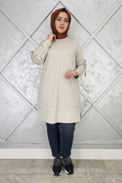 KADIN KOL DÜĞME DETAYLI TESETTÜR TUNİK
