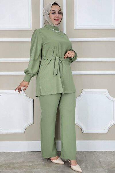 PYS KADIN DANTEL DETAYLI TESETTÜR TAKIM YEŞİL - 2 BEDEN