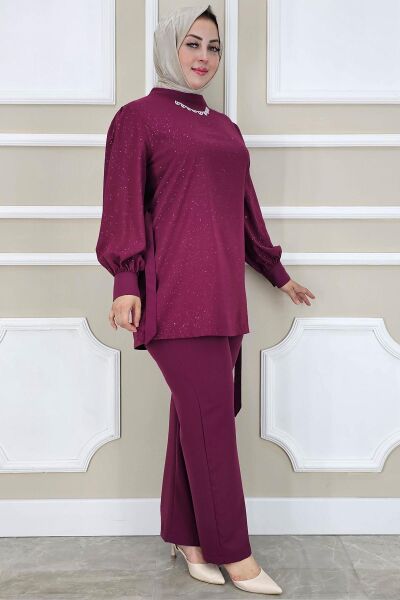 PYS KADIN DANTEL DETAYLI TESETTÜR TAKIM BORDO - 2 BEDEN