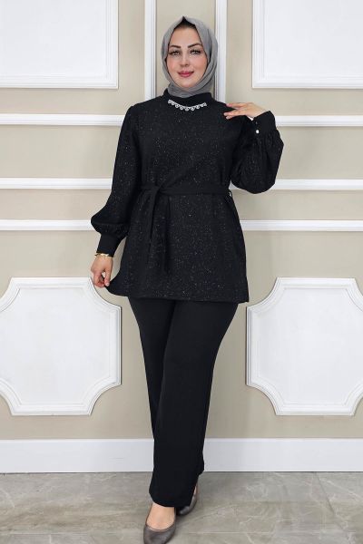PYS KADIN DANTEL DETAYLI TESETTÜR TAKIM SİYAH - 4 BEDEN