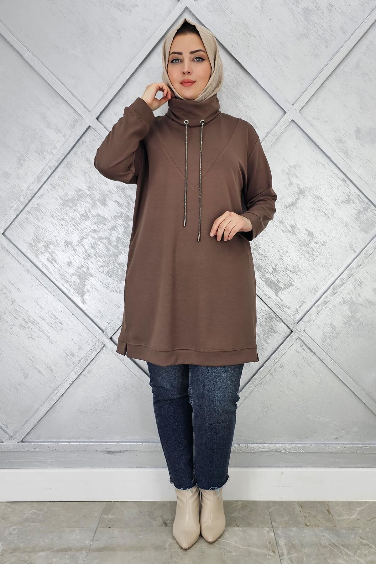 KADIN BAĞ İPİ DETAYLI TESETTÜR TUNİK