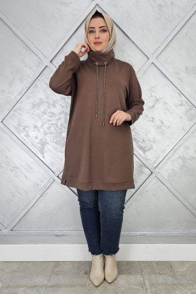 KADIN BAĞ İPİ DETAYLI TESETTÜR TUNİK
