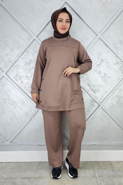 KADIN ÇIT ÇIT DETAYLI TESETTÜR TAKIM VİZON - L