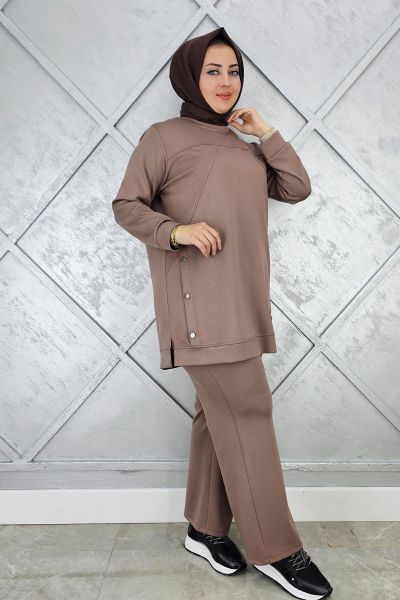 KADIN ÇIT ÇIT DETAYLI TESETTÜR TAKIM VİZON - L