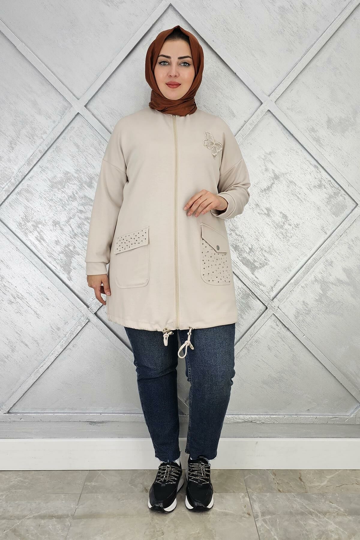 KADIN DİKME VE TAŞ DETAYLI TESETTÜR GİY ÇIK TAŞ - 3 BEDEN