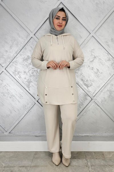 KADIN ÇIT ÇIT DETAYLI TESETTÜR TAKIM TAŞ - 2 BEDEN