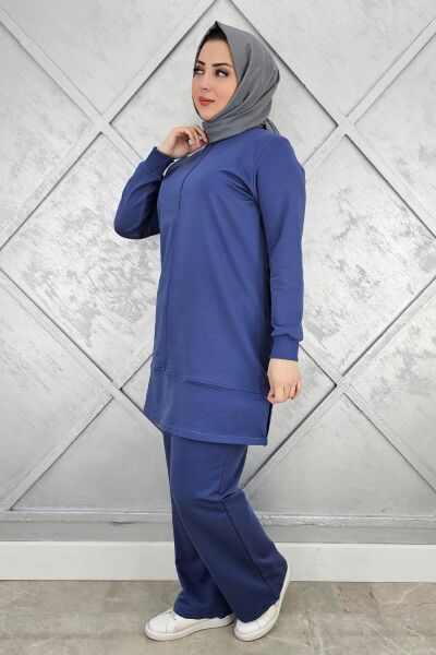 KADIN NERVÜR DİKİM TESETTÜR TAKIM İNDİGO - XL