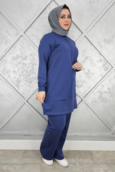 KADIN NERVÜR DİKİM TESETTÜR TAKIM İNDİGO - 2XL
