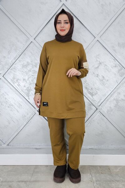 KADIN KOL CEP DETAYLI TESETTÜR TAKIM YAĞ YEŞİLİ - L