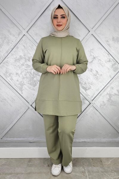 KADIN NERVÜR DİKİM TESETTÜR TAKIM HAKİ - 2XL