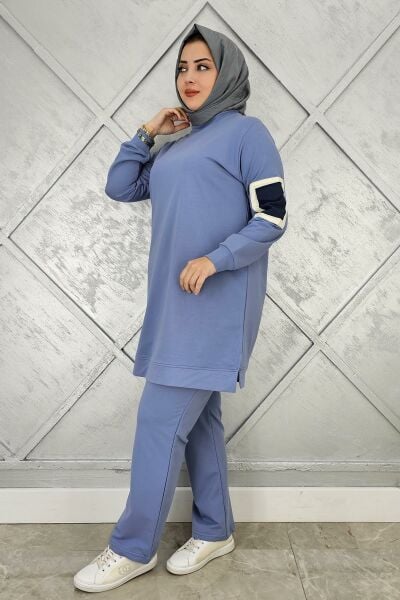 KADIN KOL CEP DETAYLI TESETTÜR TAKIM MAVİ - XL