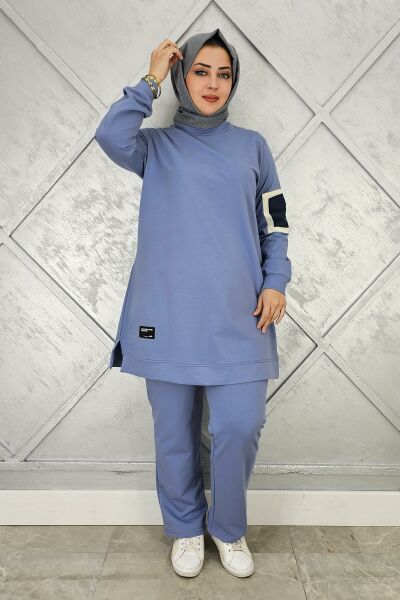 KADIN KOL CEP DETAYLI TESETTÜR TAKIM MAVİ - XL
