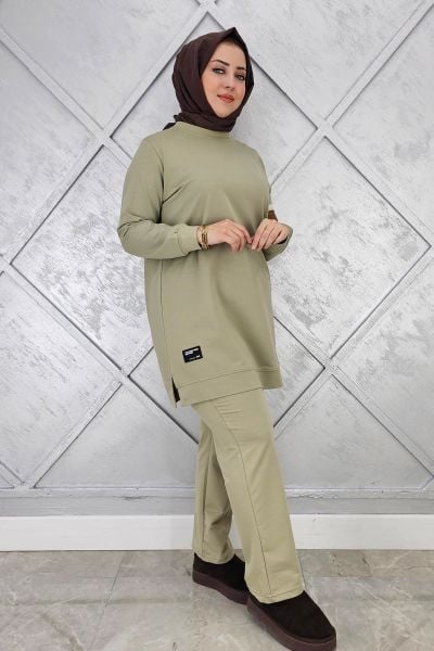 KADIN KOL CEP DETAYLI TESETTÜR TAKIM MİNT YEŞİLİ - XL
