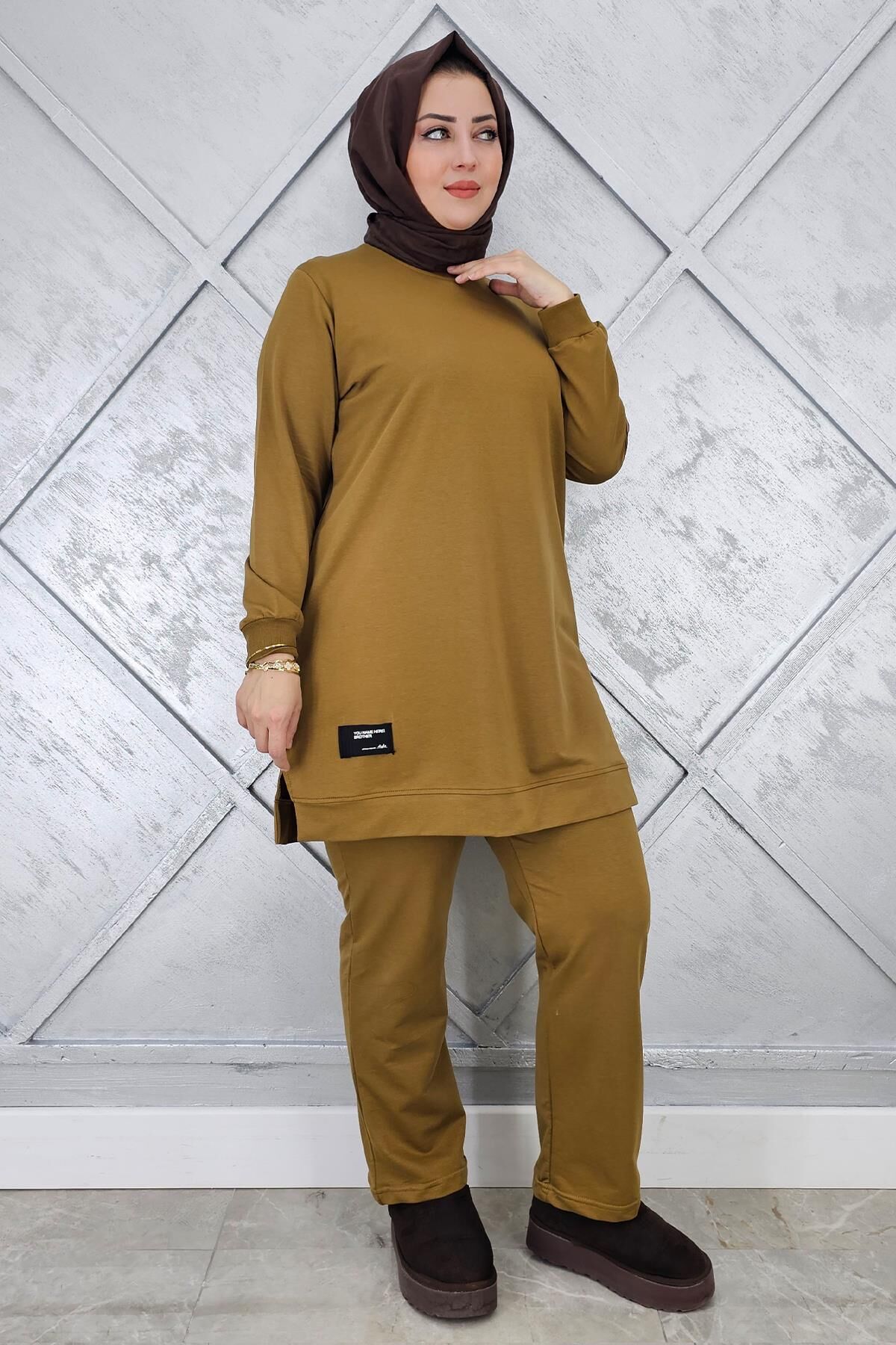 KADIN KOL CEP DETAYLI TESETTÜR TAKIM YAĞ YEŞİLİ - XL