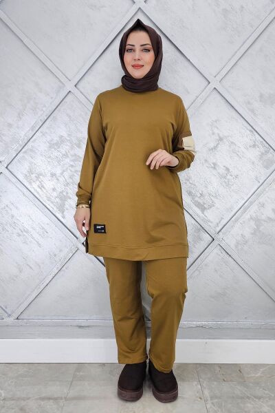 KADIN KOL CEP DETAYLI TESETTÜR TAKIM YAĞ YEŞİLİ - XL