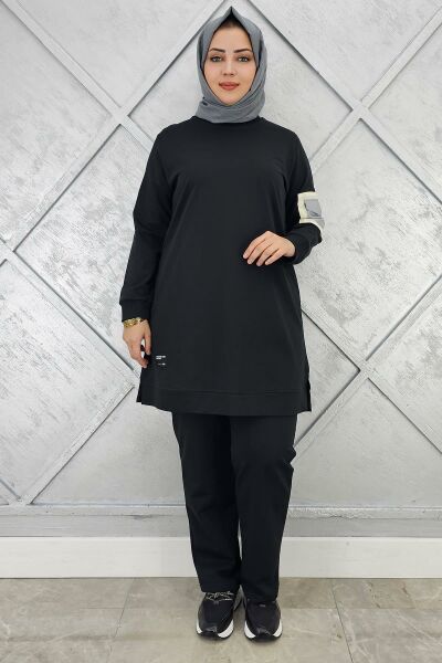 KADIN KOL CEP DETAYLI TESETTÜR TAKIM SİYAH - XL