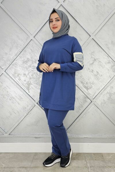 KADIN KOL CEP DETAYLI TESETTÜR TAKIM İNDİGO - XL