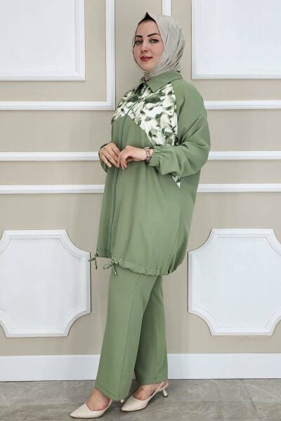 PYS KADIN DESEN KOMBİNLİ TESETTÜR TAKIM HAKİ - 2 BEDEN