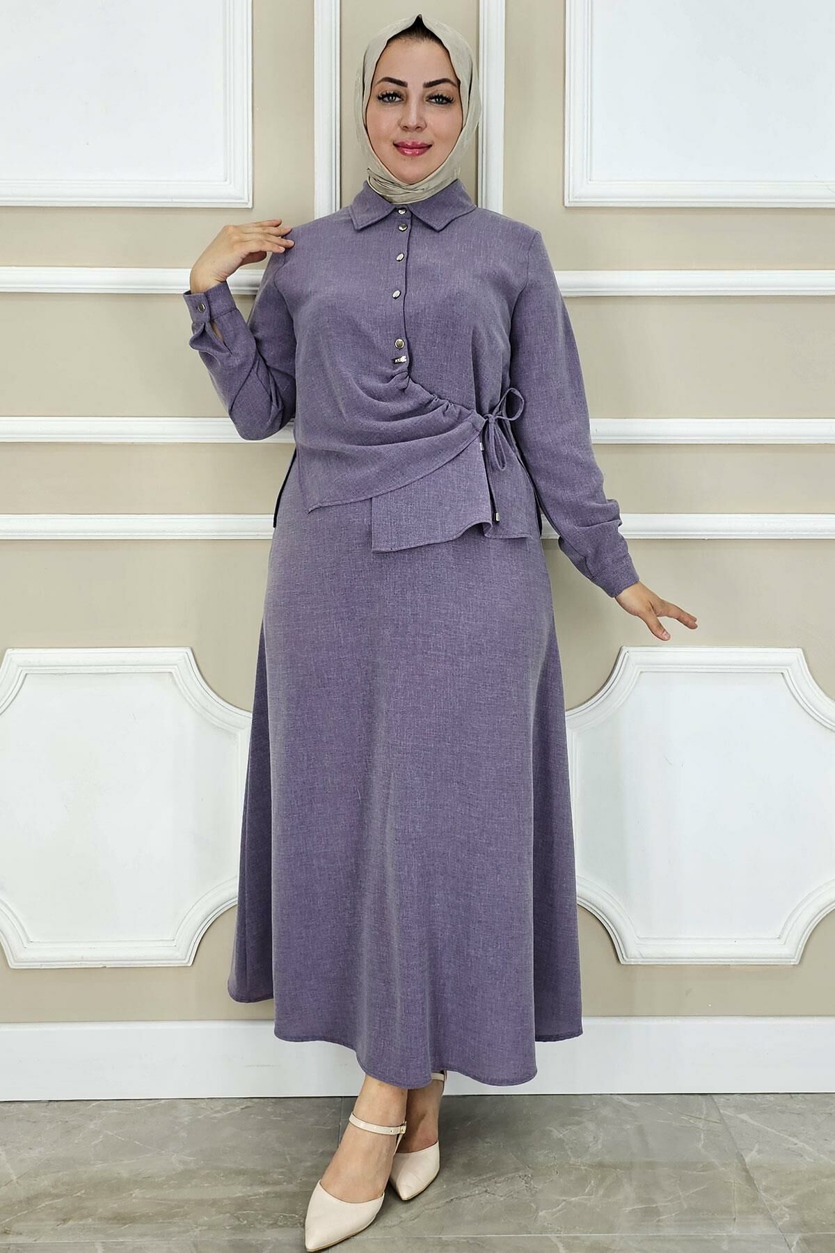 PYS KADIN BAĞLAMA DETAYLI ETEKLİ TESETTÜR TAKIM