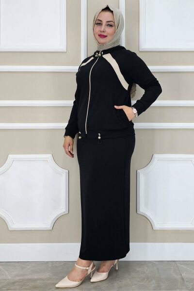 PYS KADIN KOMBİNLİ TESETTÜR TAKIM SİYAH - 3 BEDEN