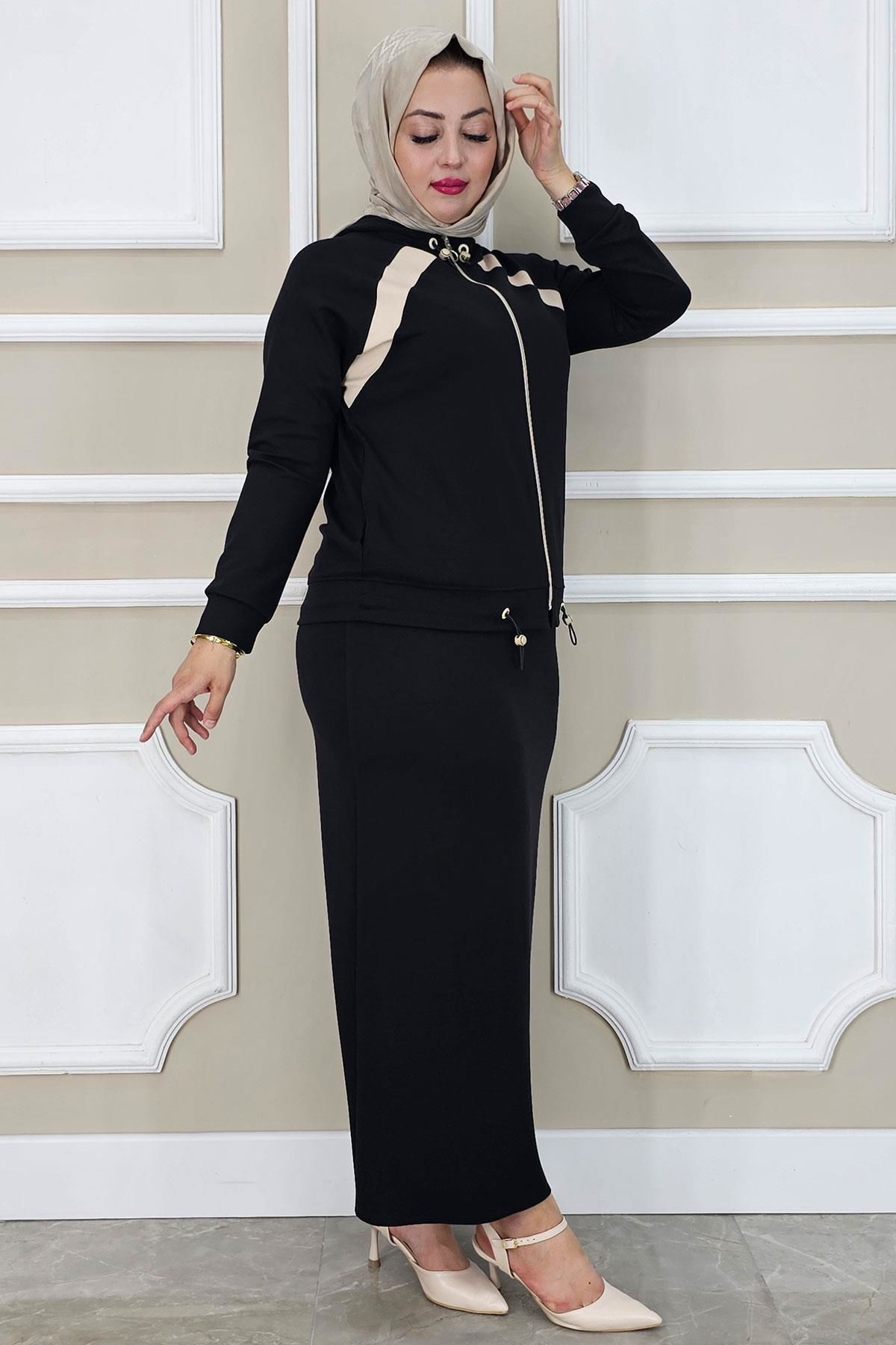 PYS KADIN KOMBİNLİ TESETTÜR TAKIM SİYAH - 4 BEDEN