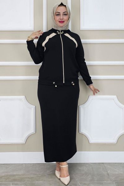 PYS KADIN KOMBİNLİ TESETTÜR TAKIM SİYAH - 4 BEDEN