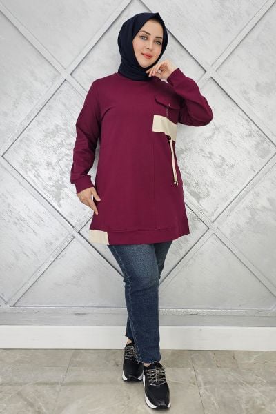 KADIN KOMBİNLİ TAŞ DETAYLI TESETTÜR TUNİK