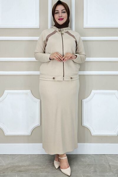 PYS KADIN KOMBİNLİ TESETTÜR TAKIM TAŞ - 5 BEDEN