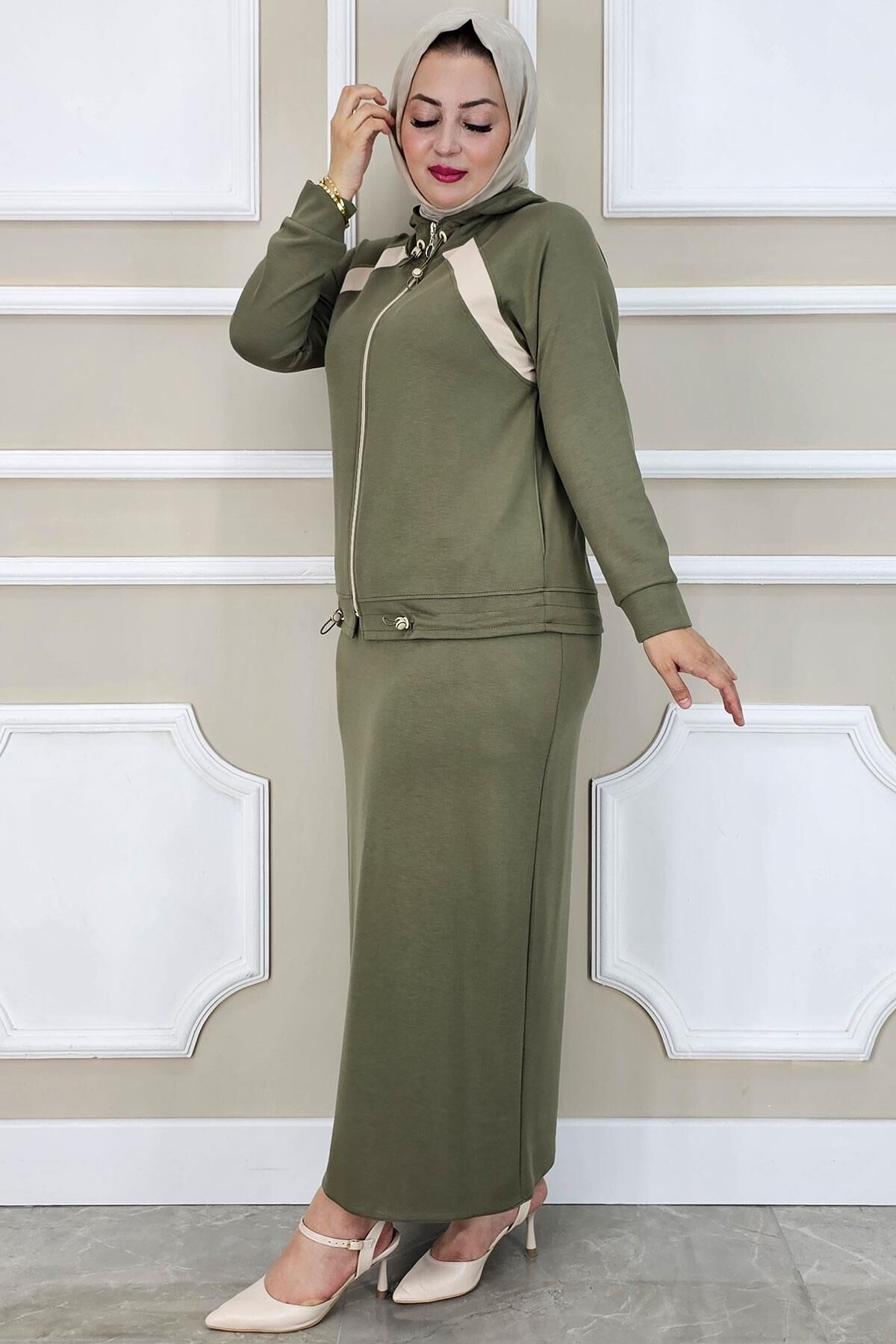 PYS KADIN KOMBİNLİ TESETTÜR TAKIM HAKİ - 3 BEDEN