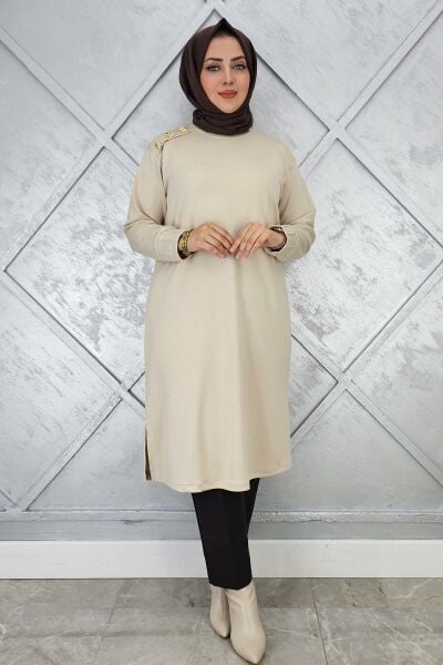 KADIN DÜĞME DETAYLI TESETTÜR TUNİK