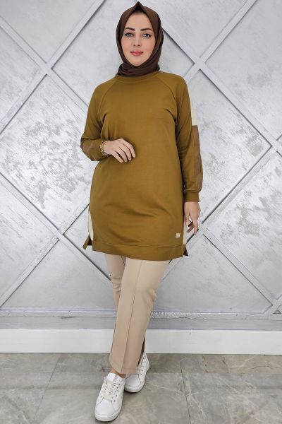 KADIN KOLLARI KOMBİNLİ TESETTÜR TUNİK YAĞ YEŞİLİ - 3 BEDEN