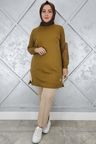 KADIN KOLLARI KOMBİNLİ TESETTÜR TUNİK YAĞ YEŞİLİ - 5 BEDEN
