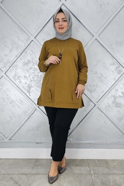 KADIN KOLYE DETAYLI TAŞLI TESETTÜR TUNİK