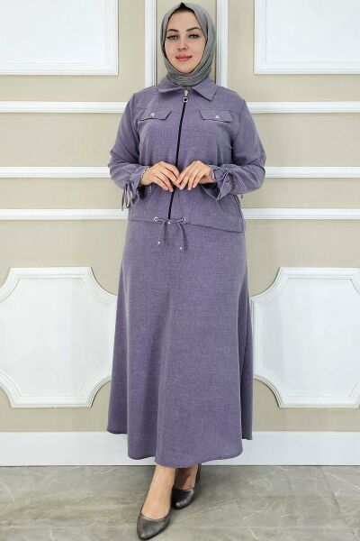 PYS KADIN MANŞETİ BAĞ İPLİ TESETTÜR TAKIM LİLA - 5 BEDEN
