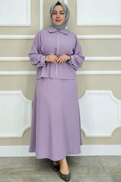 PYS KADIN FERMUARLI BAĞCIKLI TESETTÜR TAKIM LİLA - 5 BEDEN