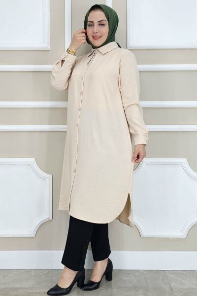 PYS KADIN BROŞLU TESETTÜR GÖMLEK TAŞ - 2 BEDEN