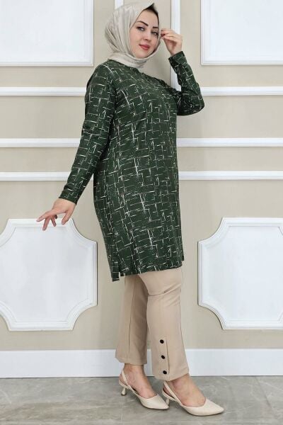 PYS KADIN DESENLİ TESETTÜR TUNİK HAKİ - 3 BEDEN