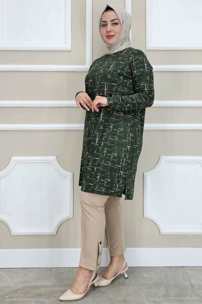 PYS KADIN DESENLİ TESETTÜR TUNİK HAKİ - 3 BEDEN